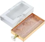 WOFASHPURET Rectangle Eyelash Storage Box Window Fake Lashes Drawer Crystal Handle for Easy Access