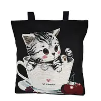在飛比找蝦皮商城精選優惠-日本可愛貓咪手提布包 黑色 大容量 旅行袋 旅遊包 登機包 