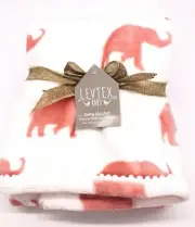 Levtex Baby Crib Blanket Receiving Security Pink White Elephants 30X40 Soft!