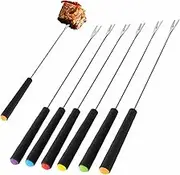 6-Piece Heat-Resistant Fondue Set – Long Stainless Steel Forks for Cheese, Chocolate, Meat & Marshmallows | Durable Handles for Safe & Enjoyable Dipping