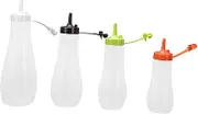 OFFSCH 4Pcs Squeeze Bottles Salad Dressing Condiment Containers Easy to Clean for Sauce Ketchup Mustard