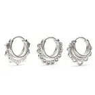 Sterling Silver Mandala Septum Hoops Set of 3 Piercing Jewelry Rare Gift For Her