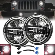 Pair 7'' Round LED Headlights Hi/Lo With Halo DRL For Jeep Wrangler JK TJ LJ CJ (for: Volkswagen)