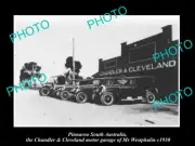 OLD LARGE HISTORIC PHOTO OF PINNAROO SA CHANDLER & CLEVELAND MOTOR GARAGE c1930