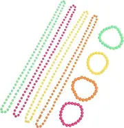 [KALLORY] 1Set Neon Beaded Necklace and Bracelet for Women Lightweight Plastic Jewelry Kit for Parties Proms and Dance Events Versatile Fashion Accessories for Role Playing