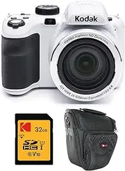 [KODAK] PIXPRO AZ421 Astro Zoom 16MP Digital Camera with 42x Optical Zoom (White) Bundle with 32GB SD Memory Card and Holster Bag (3 Items)