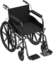 Sport Manual Carbon Steel Wheelchair with 2 Types of Brakes Transport Folding Wheelchair for Seniors, Load 100kg/220lb