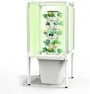 Garden Hydroponic Growing System,30 Hole Hydroponics Tower,with LED Grow Light, Indoor Smart Garden Kit Aeroponics Growing Kit with Hydrating Pump,Adapter,Net Pots,Timer