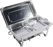 Chafing Dishes Buffet Set, Foldable Heat Preservation Food Warmers, Stainless Steel Buffet Chafing Dish Set, Multifunctional Buffet Warmer for Gathering, Outdoor, Wedding, (Double Grid)
