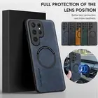 For Samsung Galaxy S23 S24 S25 Ultra/S22+ S21 FE Slim Magnetic PU Leather Case