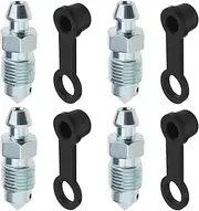 ECSiNG 4Pcs M10x1mm Bolt Bleed Screw with Dust Cap Disc Brake Caliper Exhaust Screw Galvanized Metal Bleed Screw Accessories for Motorcycles Cars Brake Pumps