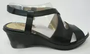 NATURALIZER WOMEN'S VILLETTE BLACK LEATHER OPEN-TOE SLINGBACK SANDALS 6/M