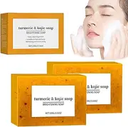 Bellusi Brightening Lemon Turmeric & Honey Glow Beauty Bar, Kojic Acid Dark Spot Remover Soap, Turmeric Kojic Acid Cleansing Soap, Turmeric Soap Bar for Hyperpigmentation, Turmeric Face Soap (2)