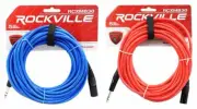 2 Rockville 30' Male REAN XLR to 1/4'' TRS Balanced Cable (Red and Blue)