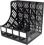 Four Divider Magazine File Rack (Black)