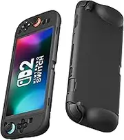 RHOTALL Schwarz Silikonhülle für Nintendo Switch 2 2025, weiche Schutzhülle Zubehör kompatibel mit Switch 2 7.9 Zoll, Harte Stoßdämpfung Anti-Scratch