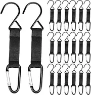 20 Pieces Fence Hooks Metal Nylon Safety Buckles Fence Hooks Baseball Bag Hook Multifunctional Hanging Buckles for Softball Basketball Outdoor Sports Equipment Water Cup Racket Backpack Tote, Black