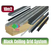 10m2 Black Suspended Ceiling Grid System 600mm x 600mm x 24mm Complete No Tiles
