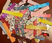 25 pc 2" scalloped, hinged snap clip covers Faux leather Printed and glitter mix