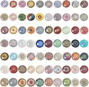 PH PandaHall 70 Styles Mosaic Printed Cabochons Picture 25mm Half Round Glass Dome Cabochons Tiles for Photo Jewelry Making, Floral Series