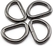 SDTC Tech 12 Pack Metal D Ring 1 Inch Inside Diameter 4.8mm Thickness Heavy Duty D-Shape Rings for Hardware Bags Ring DIY Craft Accessories Key Chain Dog Collars Strap Webbing Buckle - Black