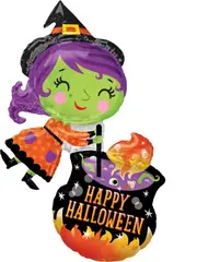 Happy Halloween Witch and Cauldron SuperShape Foil Balloon