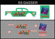 Hot Wheels(1/64),55 Gasser "Roblox" Waterslide,Printed White First,Decals