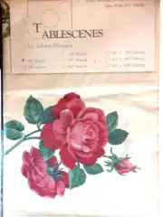 Tablescenes Tablecloth by Jabara Designs White With Flower 44 Inches Square NIB