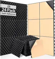24 Pack Sound Proof Foam Panels for Wall,Self Adhesive Acoustic Panels,12" X 12"