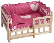 Dog Bed Wooden Dog Bed Pink Elevated Cats Lounge Sofa Elevated Pet Bed House Kennel Pet Sofa Bed Couch for Medium & Small Dogs Pet Cat pet Bed
