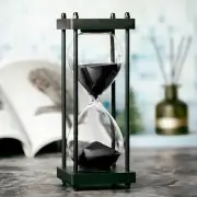 Hourglass Timer 60 Minute, Black Wooden Frame Decorative Sand Timer (Black Sa...