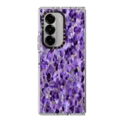 Galaxy Z Fold6 Clear Case GIRAFFE SPOTS, LAVENDER AMETHYST PURPLE Polka Dots Pattern Watercolor Painting Pastel Lilac Dark Violet Abstract Animal Print Chic Ebi Emporium