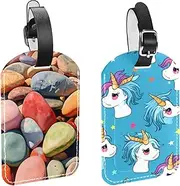 [CWAGFEQZ] 2-Pc Luggage Tags for Suitcases,Travel Tags for Luggage,Cartoon Cute Unicorns Rainbow