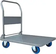 Flatbed Cart Heavy Trailer Steel Platform Cart with Handle and Silent Wheels for Warehouse Airport Moving Large Load Capacity Folding Hand Truck Hand Truck(Size:6in-880lb)(One Color 5in550lb)