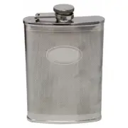 6 oz Pocket Hip Alcohol Liquor Flask in Etched Debonair Print Stainless Steel