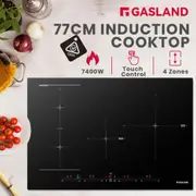 GASLAND 77cm 4 Zone Induction Cooktop Bridged Fixed Zone Hobs Built-in Electric Cooktops Touch Controls