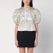 [GANNI] Gold/silver blouse with bows 36 FR Metal