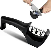Professional 3-Stage Kitchen Knife Sharpener, Diamond Ceramic Tungsten Carbide Knife Sharpening System, Sharp Knife Sharpener Suitable for Most Types of Steel