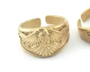 Signet Ring Eagle Logo Adjustable Ring Raw Brass (20.7mm 11US inner size) 3825