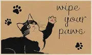 Louise Maelys Wipe Your Paws Welcome Door Mat Non Slip, Funny Spring Summer Black Cat Floor Front Mats, Welcome Doormat for Indoor Outdoor Mats 17 x 29 Inch