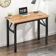 L31.5Inch Computer Desk Home Office Table Portable Multifunction Tale for Indoor & Outdoor Use, Instant Setup Folding Table, Ready to Use Without Assembly (Teak, 31.5L * 23.6W * 29.5H Inch)
