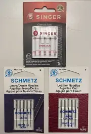 15 pc Mixed Lot Needles Schmetz SINGER Overlocker