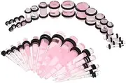 [Wzmzjy] 32-Piece Ear Plug and Taper Set - Acrylic Stretching Kit in Pink