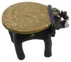 Wooden Elephant Design Stool Brass-Fitted Table Pedestal Table Corner Decor 6 in
