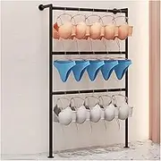 Wall Mounted Underwear Display Rack With Storage Rack, Bra Swimsuit Hanger Coat Rack For Home Bedroom, Retail Boutique(Black,130x80x25cm)