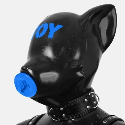 FURRJOI Silicone Blue BDSM Headgear Fox Mask Hood Ico Drone for Gay Fetish