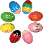 8PCS Wooden Percussion Eggs, Colorful Musical Easter Maracas Egg Shakers