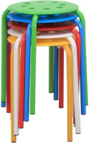 17.3In Plastic Stack Nesting Stools Portable Stackable Bar Stools Colorful Decor