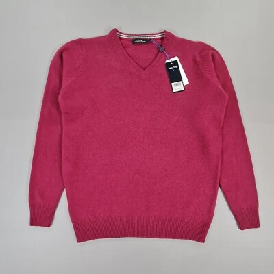 James Pringle Mens Jumper Pink Small 100% Lambs Wool Knitted Pullover