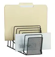 Incline Desktop File Sorter, Black Wire Mesh Step Sorter